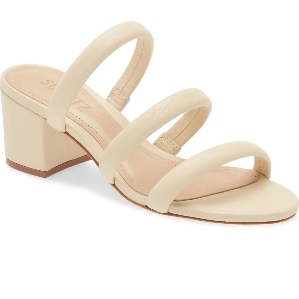 Schutz Olly Block Heel Sandal in EGG SHELL Size 9.5